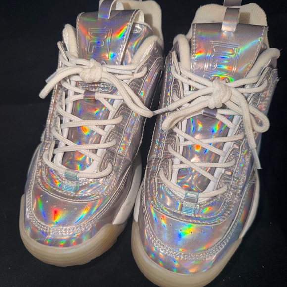 Fila Women's Holographic Sneakers - Silver and White - Picture 7 of 10